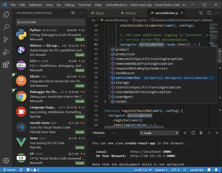 Entorno de Visual Studio Code
